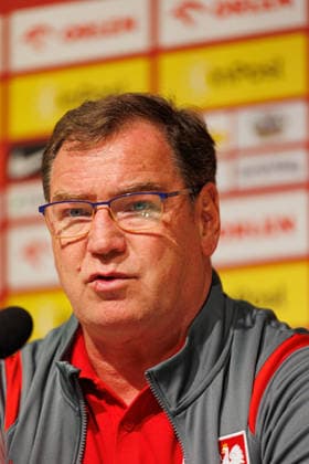 Jerzy Urban seen during official press conference, PK, Pressekonferenz of Poland National Football Team (Ernest Kolodziej Ball Raw Images) Wroclaw Tarczynski Arena Poland Copyright: xErnestxKolodziejx ernestkolodziej_poland_conference_2526_OL_4154
