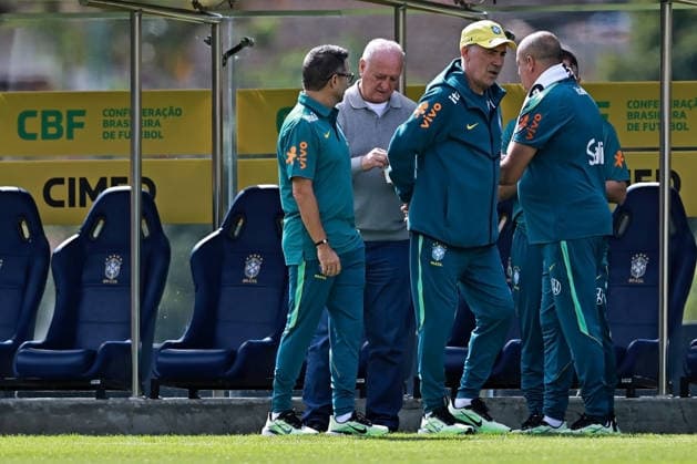 28th May 2026; Teresopolis, Brazil: Former head coach Luiz Felipe Scolari and Italian head c Carlo Ancelotti of Brazil during a training session at the Granja Comary training center in Teresopolis, Rio de Janeiro, Brazil, on May 28, 2026, ahead of the FIFA World Cup, WM, Weltmeisterschaft, Fussball 2026 HeulerxAndrey