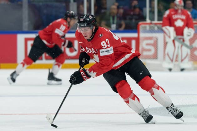 Fribourg, Switzerland - May 28 : Minten Fraser of Canada in action (close up) during the 2026 IIHF Ice hockey, Eishockey World Championship, WM, Weltmeisterschaft Switzerland Quarter Final match between Canada and United States at BCF Arena on May 28 , 2026 in Fribourg, Switzerland. Copyright: xGiuseppexVelletrix Sportspressphoto_SPR156430