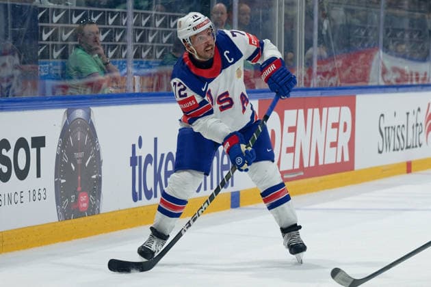 Fribourg, Switzerland - May 28 : Justin Faulk of United States in action (close up) during the 2026 IIHF Ice hockey, Eishockey World Championship, WM, Weltmeisterschaft Switzerland Quarter Final match between Canada and United States at BCF Arena on May 28 , 2026 in Fribourg, Switzerland. Copyright: xGiuseppexVelletrix Sportspressphoto_SPR156443