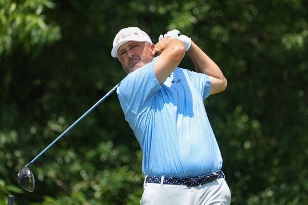 FORT WORTH, TX - MAY 28: Ryan Palmer (USA) hits from the 12th tee during the Charles Schwab Challenge on May 28, 2026 at Colonial Country Club in Fort Worth, TX. (Photo by George Walker Icon Sportswire) GOLF: MAY 28 PGA, Golf Herren Charles Schwab Challenge EDITORIAL USE ONLY Icon26052856