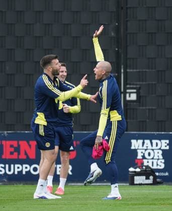 Grant Handley and Lyndon Dykes of Scotland Scotland Team Training, Football, Hampden Park, Glasgow, Scotland, UK - 29 May 2026Glasgow Hampden Park United Kingdom EDITORIAL USE ONLY No use with unauthorised audio, video, data, fixture lists, club league logos or live services. Online in-match use limited to 120 images, no video emulation. No use in betting, games or single club league player publications. Copyright: xStuartxWallace Shutterstockx 16902976g