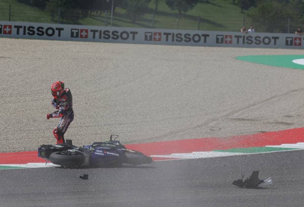 29 05 2026, Autodromo Internazionale del Mugello, Mugello, MotoGP Italian Grand Prix 2026 ,in the picture accident of Fabio Quartararo FRA , Monster Energy Yamaha MotoGP Photo by Hasan Bratic DeFodi Images