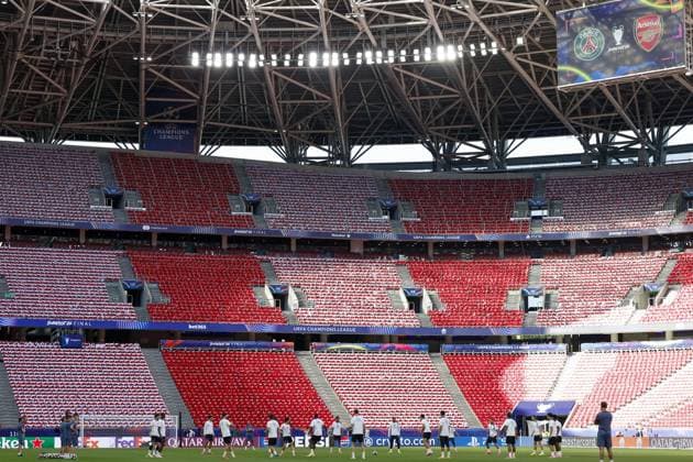 BUDAPEST - (lr) Paris Saint-Germain players during the MD-1 training ahead of the UEFA Champions League final between Paris Saint-Germain and Arsenal FC at the Puskas Arena on 29 May 2026, Budapest, Hungary. MAURICE VAN STEEN ANP UEFA Champions League Final 2026 2025-2026 xVIxANPxSportx xMauricexvanxSteenxIVx 559599433 originalFilename: 559599433.jpg