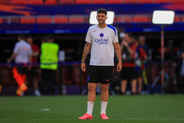 Paris Saint-Germain, Open Training Session Paris Saint-Germain Defender Lucas Beraldo (4) during the open training session for Paris Saint-Germain ahead of the Champions League Cup Final at Puskas Arena Park, Budapest, Hungary on 29 May 2026. Budapest Puskas Arena Park Hungary Editorial use only , Copyright: xChrisxFoxwellx PSI-24345-0045