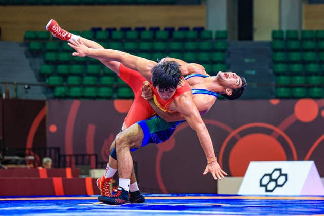 U17 Wrestling Asian Championships 80kg GR Abdulaziz Kholmirzaev UZB df Yujian Cheng CHN Copyright: xAmirrezaxAliasgarix xUnitedxWorlx Kadir Caliskan United World Wr