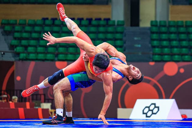 U17 Wrestling Asian Championships 80kg GR Abdulaziz Kholmirzaev UZB df Yujian Cheng CHN Copyright: xAmirrezaxAliasgarix xUnitedxWorlx Kadir Caliskan United World Wr