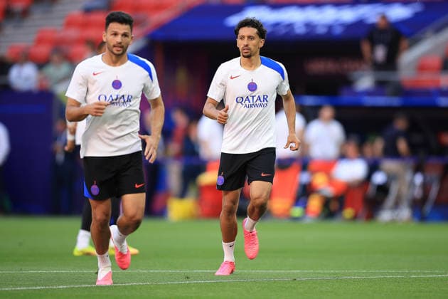 Paris Saint-Germain, Open Training Session Paris Saint-Germain Defender Marquinhos (5) during the open training session for Paris Saint-Germain ahead of the Champions League Cup Final at Puskas Arena Park, Budapest, Hungary on 29 May 2026. Budapest Puskas Arena Park Hungary Editorial use only , Copyright: xChrisxFoxwellx PSI-24345-0076