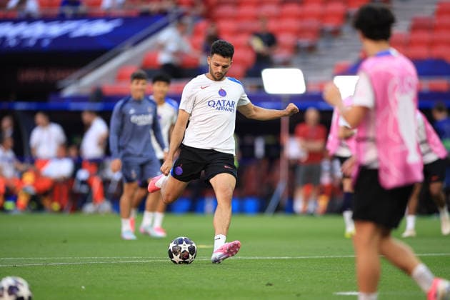 Paris Saint-Germain, Open Training Session Paris Saint-Germain Forward Goncalo Ramos (9) during the open training session for Paris Saint-Germain ahead of the Champions League Cup Final at Puskas Arena Park, Budapest, Hungary on 29 May 2026. Budapest Puskas Arena Park Hungary Editorial use only , Copyright: xChrisxFoxwellx PSI-24345-0079