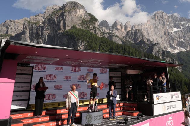 United States™ Sepp Kuss of Team Visma Lease A Bike Winner of stage during Stage 19 of the Giro d™Italia, from Feltre to Alleghe, Italy, Friday, May 29, 2026.  Copyright: xMassimoxPaolone LaPressex