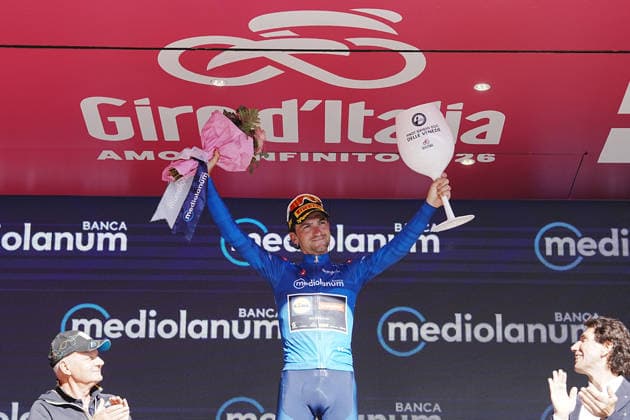 The blue jersey Italy™s Giulio Ciccone of Lidl-Trek during Stage 19 of the Giro d™Italia from Feltre to Alleghe (Piani di Pezze ) Italy, Friday May 29, 2026  Copyright: xGianxMattiaxD Alberto LaPressex