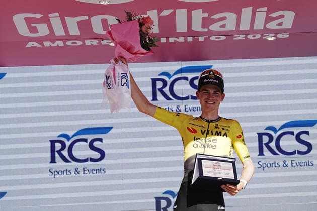 United States™ Sepp Kuss of Team Visma Lease A Bike stage winner during Stage 19 of the Giro d™Italia from Feltre to Alleghe (Piani di Pezze ) Italy, Friday May 29, 2026  Copyright: xGianxMattiaxD Alberto LaPressex