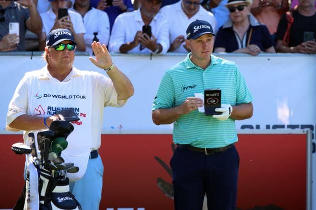 KITZBUEHEL, AUSTRIA - MAY 29: Local Hero STRAKA, Sepp (AUT) checking next drive, left his Caddy at the Austrian Alpine Open presented by Kitzbuehel Tirol, DP World TOUR, Round 2 on May 29, 2026 in Kitzbuehel, Austria.DP World Tour Austrian Alpine Open, Kitzbuehel, 29.05.2026 Tirol Austria Copyright: xPhotographer:xNilsxKoepkex