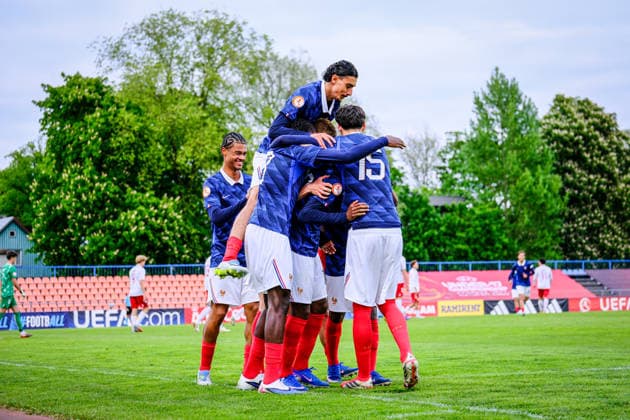 UEFA Under-17 European Championship, EM, Europameisterschaft Estonia 2026 France team celebrating the second goal during the UEFA Under-17 European Championship Group-A match between France U-17 vs Denmark U-17 national teams, Tallinn Estonia 29.05.2026 Tallinn A Le Coq Arena Estonia Copyright: xMaurixLevandix