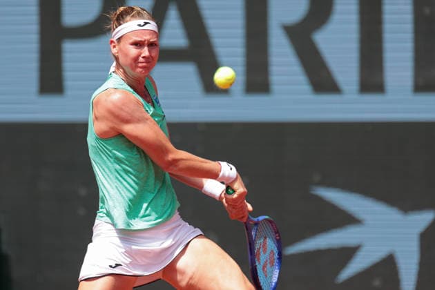 RECORD DATE NOT STATED 29th May 2026; Roland Garros, Paris, France; 2026 French Open Tennis, Day 11; Marie Bouzkova (CZE) returns serve from Mirra Andreeva JonxBromley