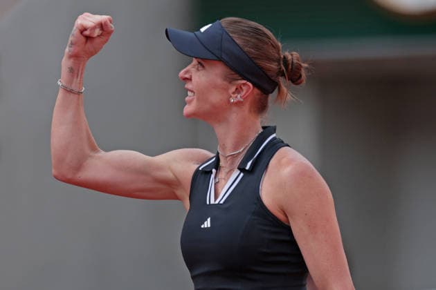 RECORD DATE NOT STATED 29th May 2026; Roland Garros, Paris, France; 2026 French Open Tennis, Day 11; Elina Svitolina (UKR) celebrates winning the set against Tamara Korpatsch (GER) JonxBromley