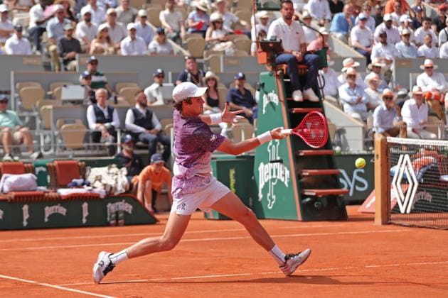 RECORD DATE NOT STATED 29th May 2026; Roland Garros, Paris, France; 2026 French Open Tennis, Day 11; Joao Fonseca (BRA) comes to the net against Novak Djokovic (SRB) JonxBromley