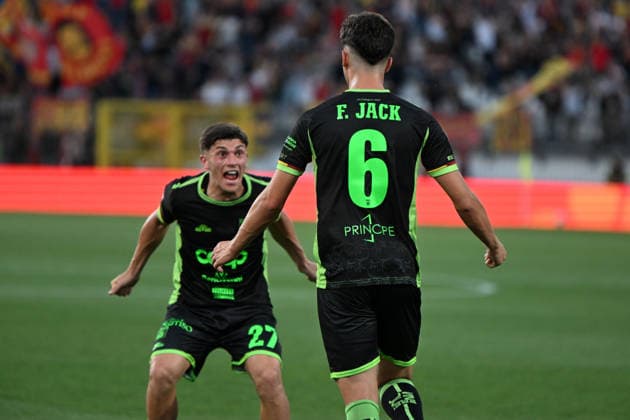 Fellipe Jack del Catanzaro esulta dopo il goal 0-1 durante la partita tra Monza e Catanzaro dei Play Off del Campionato italiano di calcio Serie BKT 2025 2026 - Momza, Italia - 29 Maggio 2026 - calcio (foto di Francesco Mazzitello LaPresse)  Copyright: xFrancescoxMazzitello LaPressex