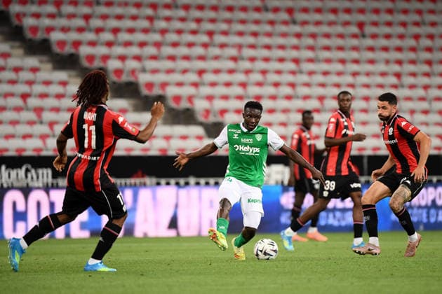 OGC Nice v AS Saint-Etienne - Ligue 1 McDonald s 2025 2026 - Relegation Promotion Playoffs 08 Morgan SANSON (ogcn) - 14 Abdoulaye KANTE (asse) during the Ligue 1 Relegation Promotion Playoffs matchs between Nice and Saint-Etienne at Allianz Riviera on May 29, 2026 in Nice, France. Nice France  Copyright: xFEPx 776502581