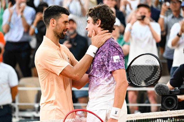 TENNIS : Roland Garros 2026 - Paris - 28 05 2026 Joao Fonseca (BRA) Novak Djokovic (SRB) ParisFrance  Copyright: xBaptistexAutissierx