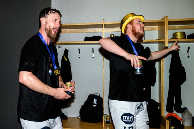 260529 IFK Kristianstads Philip Henningsson celebrates after the final four of the Mens Handball League between HK Malmö and IFK Kristianstad on May 29, 2026 in Malmö  Copyright: MATHILDAxSCHULER BB260529MA120