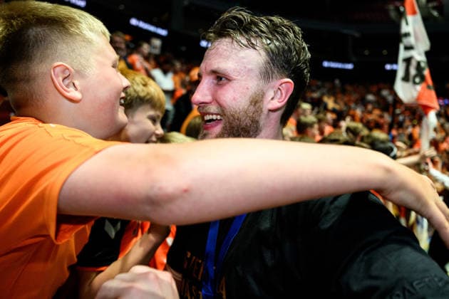 260529 IFK Kristianstads Philip Henningsson celebrates after the final four of the Mens Handball League between HK Malmö and IFK Kristianstad on May 29, 2026 in Malmö  Copyright: MATHILDAxSCHULER BB260529MA127