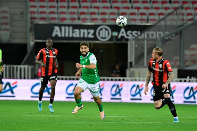 FOOTBALL : OGC Nice VS AS Saint-Etienne - Ligue 1 McDonald s play off - 29 05 2026 Zuriko Davitashvili (ASSE) - Ligue 1 McDonald™s play off match between OGC Nice and AS Saint-Etienne on May 29, 2026 at the Allianz Riviera Stadium in Nice. NiceFrance  Copyright: xWilliamxCannarellax