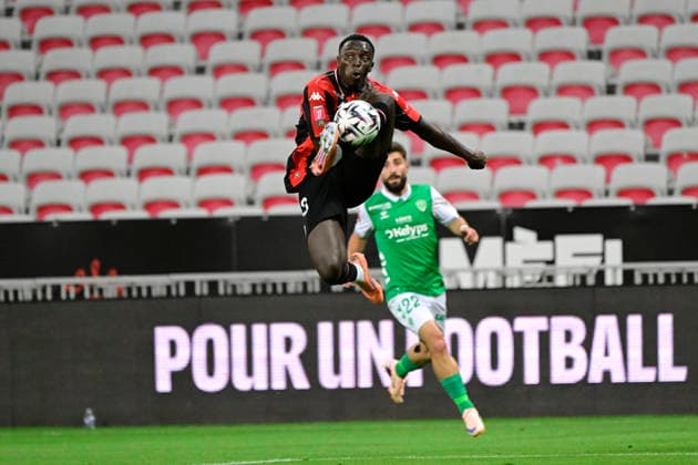 FOOTBALL : OGC Nice VS AS Saint-Etienne - Ligue 1 McDonald s play off - 29 05 2026 Antoine Mendy (OGC Nice) - Ligue 1 McDonald™s play off match between OGC Nice and AS Saint-Etienne on May 29, 2026 at the Allianz Riviera Stadium in Nice. NiceFrance  Copyright: xWilliamxCannarellax