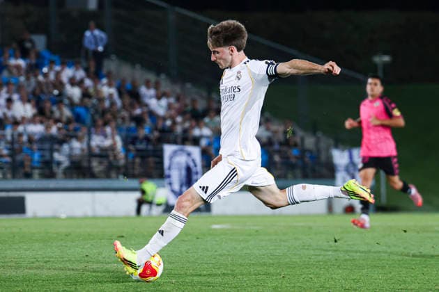 Real Madrid Castilla vs CE Sabadell, on the playoff matchday of the 2025 26 Primera Federacion Third Division of Spain May 29, 2026, Madrid, Spain Cesar Palacios celebrates his goal during the Primera Division championship football match between Real Madrid Castilla and CD Sabadell on 29 May 2026 at Estadio Alfredo Di Stefano in Madrid, Spain Madrid Madrid Madrid Spain Copyright: xAlejandroxMatiasx