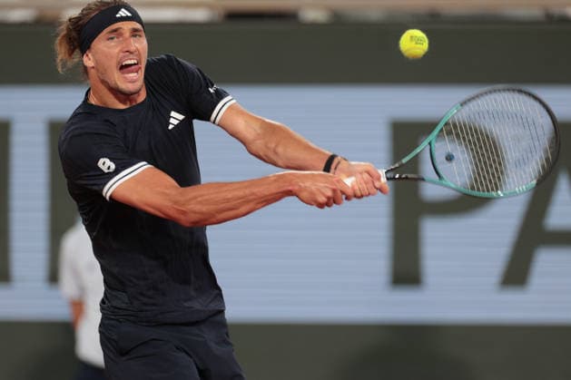 RECORD DATE NOT STATED 29th May 2026; Roland Garros, Paris, France; 2026 French Open Tennis, Day 11; Alexander Zverev (GER) on the backhand against Quentin Halys (FRA) JonxBromley