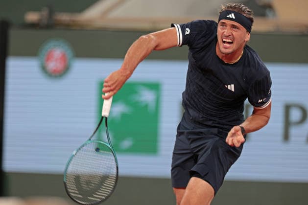 RECORD DATE NOT STATED 29th May 2026; Roland Garros, Paris, France; 2026 French Open Tennis, Day 11; Alexander Zverev (GER) serves to Quentin Halys (FRA) JonxBromley