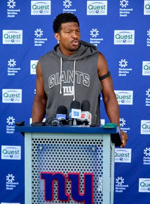 New York Giants quarterback Jameis Winston (19) address media during organized team activities at the Quest Diagnostics Training Center in East Rutherford, New Jersey on Friday, May 29, 2026. CSM East Rutherford United States - ZUMAc04_ 20260529_zma_c04_039 Copyright: xDuncanxWilliamsx