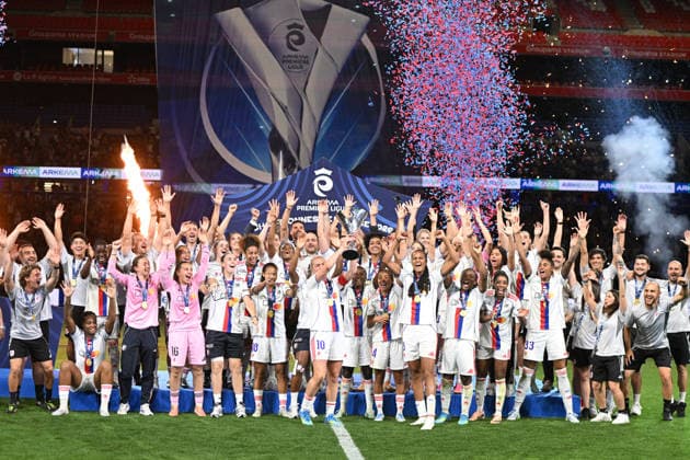 Football : OL Lyonnes vs Paris FC- final French Ligue Arkema - 29 05 2026 Players of OL Lyonnes celbrates after winner the champions ligue Arkema at the Final French Ligue Arkema match between OL Lyonnes and Paris FC at the Groupama stadium Lyon ,on May 29 2026 LYONFrance  Copyright: xMouradxAllilix