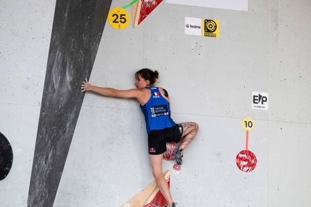 May 29, 2026, Madrid, Madrid, Spain: French climber ORIANE BERTONE in action during the women s Boulder finals at the World Climbing Series Comunidad de Madrid 2026 held in Alcobendas. Madrid Spain - ZUMAd308 20260529_zsp_d308_094 Copyright: xJuanxCarlosxLucasx