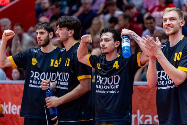 Nil Failenschmid Clavera Bozic Estriche Knights Kirchheim, 15 Nicholas Gerard Spinoso Bozic Estriche Knights Kirchheim, 13 Gian Bahattin Aydinoglu Bozic Estriche Knights Kirchheim, 04 Lukas Werner Zerner Bozic Estriche Knights Kirchheim, 10 GER, Giessen46ers vs Bozic Estriche Knights Kirchheim, BARMER 2 Basketball Bundesliga, Playoffs Semifinal Game 4, Season 2025 2026, 29 05 2026 GER, Giessen46ers vs Bozic Estriche Knights Kirchheim, BARMER 2 Basketball Bundesliga, Playoffs Semifinal Game 4, Season 2025 2026, 29 05 2026 Giessen Copyright: xEibner-Pressefoto NinaxSanderx EP_NSR