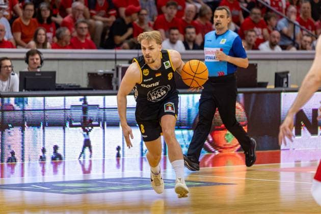 Lucas Mayer Bozic Estriche Knights Kirchheim, 08 GER, Giessen46ers vs Bozic Estriche Knights Kirchheim, BARMER 2 Basketball Bundesliga, Playoffs Semifinal Game 4, Season 2025 2026, 29 05 2026 GER, Giessen46ers vs Bozic Estriche Knights Kirchheim, BARMER 2 Basketball Bundesliga, Playoffs Semifinal Game 4, Season 2025 2026, 29 05 2026 Giessen Copyright: xEibner-Pressefoto NinaxSanderx EP_NSR