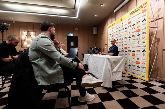 260530 Assistant coach Andreas Georgson of the Swedish national football team during a press event on May 30, 2026 in Stockholm Photo Axel Boberg BILDBYRAN COP 258 AX0106 fotboll football soccer fotball landskamp sverige sweden sverige a fifa world cup vm bbeng  Copyright: AXELxBOBERG BB260530AX023