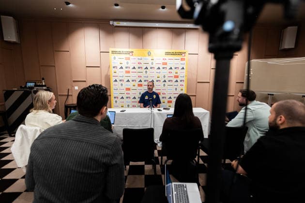 260530 Assistant coach Andreas Georgson of the Swedish national football team during a press event on May 30, 2026 in Stockholm Photo Axel Boberg BILDBYRAN COP 258 AX0106 fotboll football soccer fotball landskamp sverige sweden sverige a fifa world cup vm bbeng  Copyright: AXELxBOBERG BB260530AX038