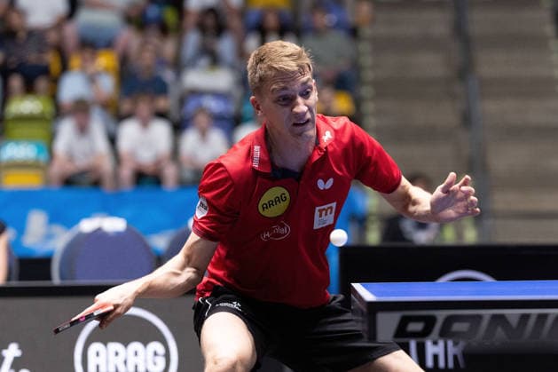 Anton Kaellberg SWE, Borussia Duesseldorf in action during the semifinal matches Borussia Düsseldorf TTC Schwalbe of the Liebherr TTBL Final4 at the Süwag Energie ARENA on May 30, 2026, in Frankfurt, Germany Copyright: JoaquimxFerreira
