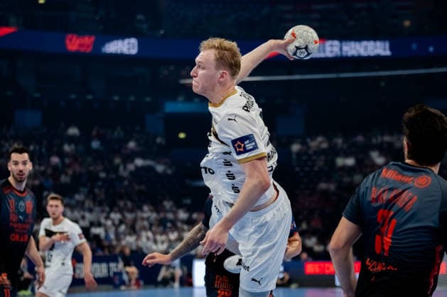 Hamburg 30 05 2026, Handball, Men, EHF European League Men 2025 26, Semi-final, Montpellier Handball THW Kiel Eric Johansson THW Kiel, 21 on goal throw