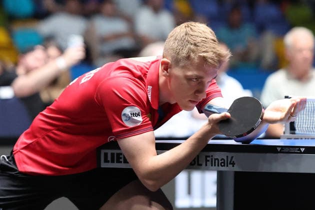 30 05 2026, xrekx, Table Tennis TTBL Final 4, Borussia Düsseldorf TTC Schwalbe Bergneustadt v l Anton Källberg Kaellberg Borussia Duesseldorf DFL DFB REGULATIONS PROHIBIT ANY USE OF PHOTOGRAPHS as IMAGE SEQUENCES and or QUASI VIDEO Frankfurt am Main