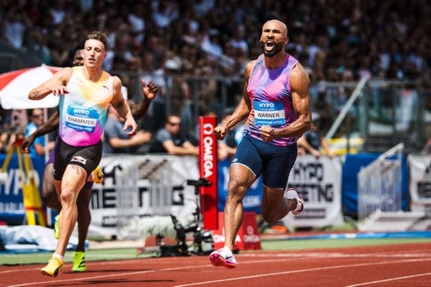 51 Hypomeeting, Goetzis AT , 30 05 2026 GOETZIS, SWITZERLAND MAY 30 Damian WARNER of Canada reacts after the 100 m of the mens decathlon at the 51 Hypomeeting, Goetzis AT on May 30, 2026 in Goetzis, Switzerland Copyright: xBEAUTIFULxSPORTS UlfxSchillerx