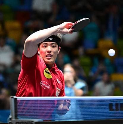 Dang Qiu in the semi-finals of the TTBL Final Four in Frankfurt German international Dang Qiu of Borussia Düsseldorf in action against TTC Schwalbe Bergneustadt in the semi-finals of the TTBL Final Four in Frankfurt am Main at the Süwag Energie Arena on May 30, 2026 Frankfurt am Main Hessen Germany