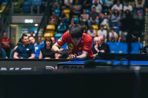 30 05 2026 Table tennis, men, TTBL, Bundesliga, playoff, Final Four, 1 FC Saarbrücken, Borussia Düsseldorf, TTC Schwalbe Bergneustadt, SV Werder Bremen, semi-final Dang Qiu Düsseldorf Frankfurt am Main, Süwag Energi Hessen Germany P1092199-2