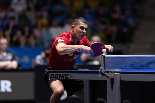 Kanak Jha GER,USA Borussia Duesseldorf in action during the semifinal matches Borussia Düsseldorf TTC Schwalbe of the Liebherr TTBL Final4 at the Süwag Energie ARENA on May 30, 2026, in Frankfurt, Germany Copyright: JoaquimxFerreira