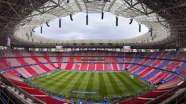 Ahead of the UEFA Champions League final in Budapest BUDAPEST, HUNGARY - MAY 30: A general view of the Puskas Arena ahead of the UEFA Champions League final match between Paris Saint-Germain (PSG) and Arsenal in Budapest, Hungary, on May 30, 2026. Halil Sagirkaya Anadolu Budapest Hungary. Editorial use only. Please get in touch for any other usage.  Copyright: x2026xAnadoluxHalilxSagirkayax
