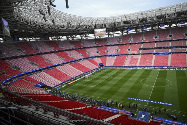 Ahead of the UEFA Champions League final in Budapest BUDAPEST, HUNGARY - MAY 30: A general view of the Puskas Arena ahead of the UEFA Champions League final match between Paris Saint-Germain (PSG) and Arsenal in Budapest, Hungary, on May 30, 2026. Halil Sagirkaya Anadolu Budapest Hungary. Editorial use only. Please get in touch for any other usage.  Copyright: x2026xAnadoluxHalilxSagirkayax