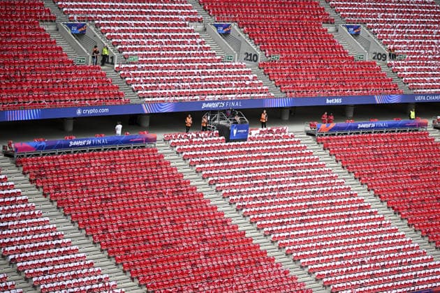Ahead of the UEFA Champions League final in Budapest BUDAPEST, HUNGARY - MAY 30: A general view of the Puskas Arena ahead of the UEFA Champions League final match between Paris Saint-Germain (PSG) and Arsenal in Budapest, Hungary, on May 30, 2026. Halil Sagirkaya Anadolu Budapest Hungary. Editorial use only. Please get in touch for any other usage.  Copyright: x2026xAnadoluxHalilxSagirkayax