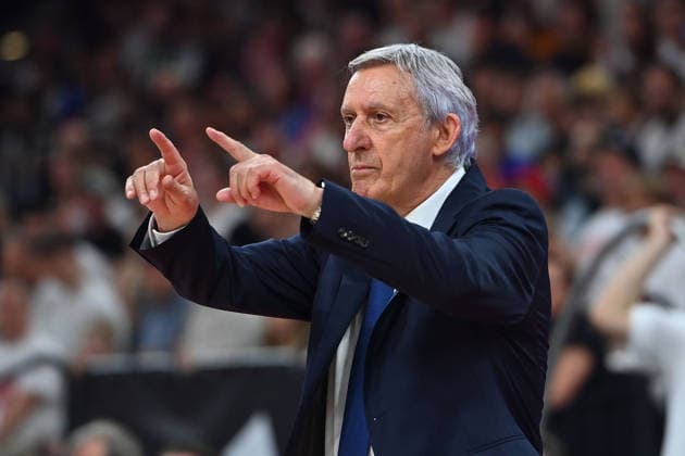 Coach Svetislav PESIC FCB, gestures, gives instructions, single image, cropped single motif, half figure, half figure Basketball BBL, season 2025 2026, 1 Play Off semi-final FC Bayern Muenchen Telekom Baskets Bonn on 30 05 2025, S A P G A R D EN