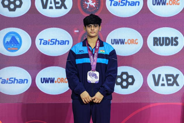 U17 Wrestling Asian Championships Podium 65kg WW Silver Antra Antra IND Copyright: xAmirrezaxAliasgarix xUnitedxWorlx Kadir Caliskan United World Wr
